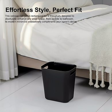 KSIZUIS Black 3.5 Gallon Plastic Trash Can for Bathroom, Kitchen & Office Use