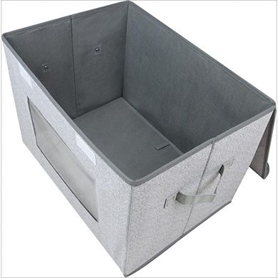 Great Ambitions 4-Pack Foldable Storage Boxes with Lids, Collapsible & Stackable, Gray