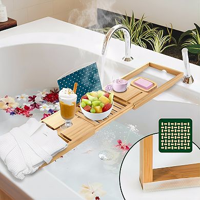 KSIZUIS Expandable High-Grade Bathtub Tray Storage Box