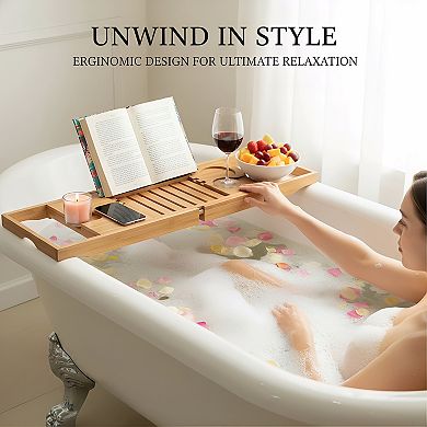 KSIZUIS Expandable High-Grade Bathtub Tray Storage Box