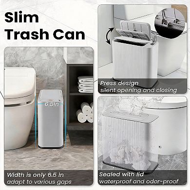 9-Piece Bathroom Accessory Set with Press-Top Trash Can & Modern Organizers