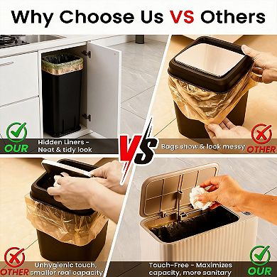 9-Piece Bathroom Accessory Set with Press-Top Trash Can & Modern Organizers