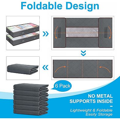 90L Under Bed Storage Containers, 6 Pack Underbed Closet Storage Organizer System, Moving Bags