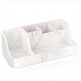 KSIZUIS Marble Silicone Bathroom Countertop Organizer &Qtip Holders, Drainage