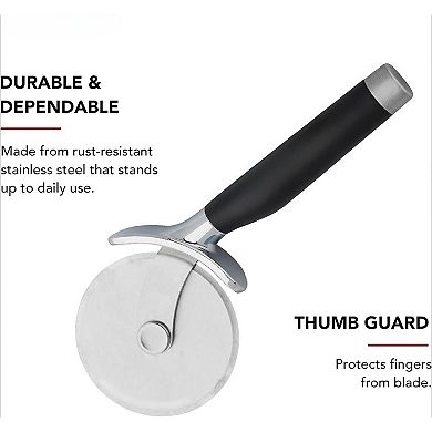 Ultra-Sharp 9-Inch Pizza Wheel! Built-in Finger Guard & Dishwasher Safe for Easy Slicing