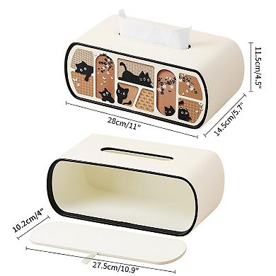 KSIZUIS Cat-Themed Rectangle Tissue Box Cover with Curved Edge - Beige, Fits Boxes Up to 4" Tall