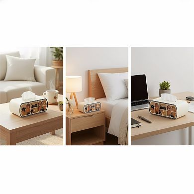 KSIZUIS Cat-Themed Rectangle Tissue Box Cover with Curved Edge - Beige, Fits Boxes Up to 4" Tall