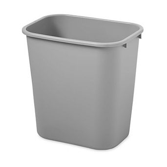 KSIZUIS Gray Plastic 7-Gallon Resin Trash Can for Under Desk & Office Use