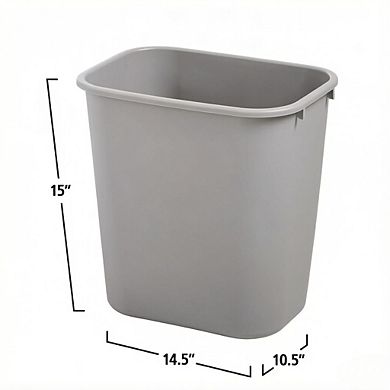 KSIZUIS Gray Plastic 7-Gallon Resin Trash Can for Under Desk & Office Use