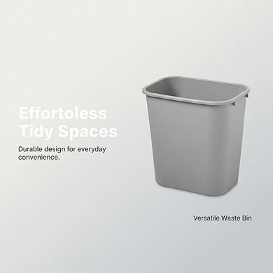 KSIZUIS Gray Plastic 7-Gallon Resin Trash Can for Under Desk & Office Use