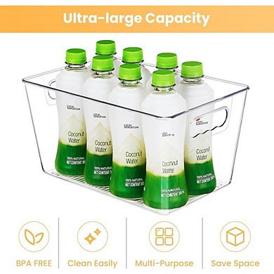 Great Ambitions 8-Pack Clear Plastic Storage Bins with Handle, Pantry & Cabinet Organizers
