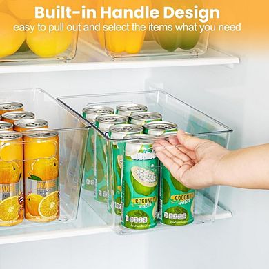 Great Ambitions 8-Pack Clear Plastic Storage Bins with Handle, Pantry & Cabinet Organizers