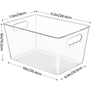 Great Ambitions 8-Pack Clear Plastic Storage Bins with Handle, Pantry & Cabinet Organizers