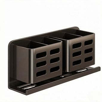 KSIZUIS Self-Adhesive Aluminum Toothbrush & Razor Holder - Bathroom Hanging Storage Bracket