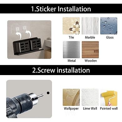 KSIZUIS Self-Adhesive Aluminum Toothbrush & Razor Holder - Bathroom Hanging Storage Bracket
