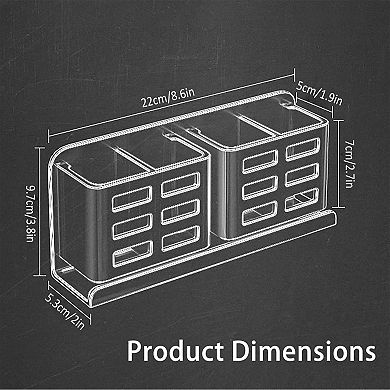 KSIZUIS Self-Adhesive Aluminum Toothbrush & Razor Holder - Bathroom Hanging Storage Bracket
