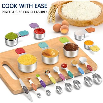 Great Ambitions 5-Piece Stainless Steel Magnetic Measuring Cups & Spoons Set with Leveler