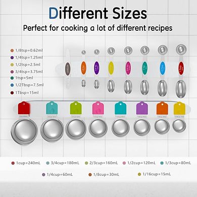 Great Ambitions 5-Piece Stainless Steel Magnetic Measuring Cups & Spoons Set with Leveler