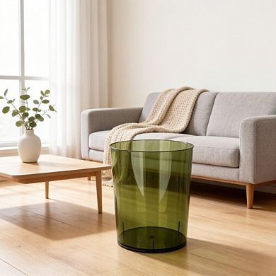 KSIZUIS Clear & Green 1.5 Gallon Round Plastic Trash Can for Bathroom & Office.