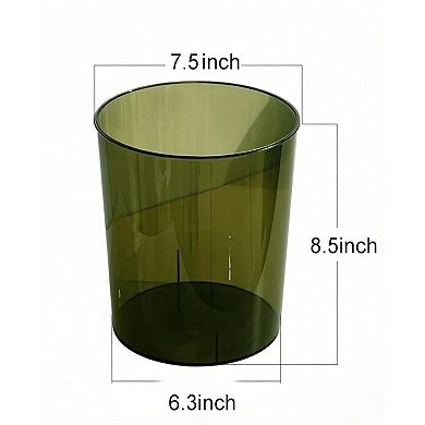 KSIZUIS Clear & Green 1.5 Gallon Round Plastic Trash Can for Bathroom & Office.