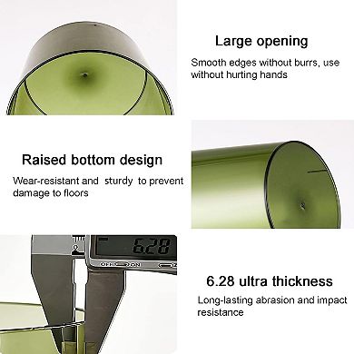 KSIZUIS Clear & Green 1.5 Gallon Round Plastic Trash Can for Bathroom & Office.