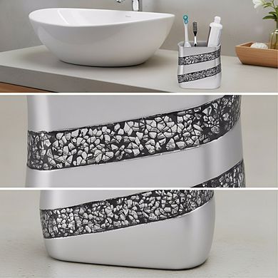 KSIZUIS Silver Mosaic Family Toothbrush & Toothpaste Holder with Large Opening for Bathroom