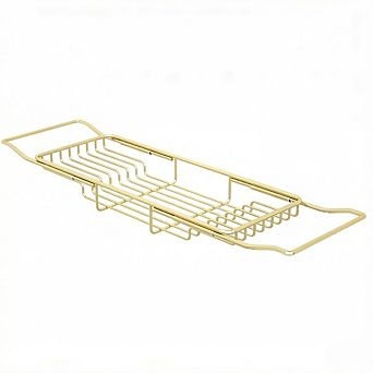 KSIZUIS Gold Stainless Steel Expandable Bathtub Caddy - 26.8-35.4" Adjustable Tub Shelf