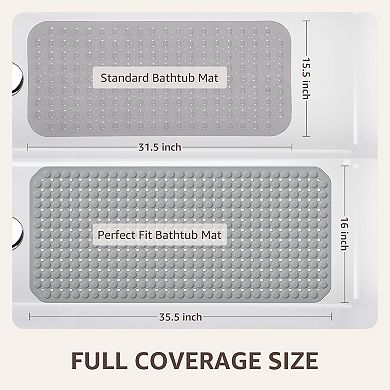 Non Slip Bathtub Shower Mat 198 Suction Cups 360 Drain Holes TPE Machine Washable