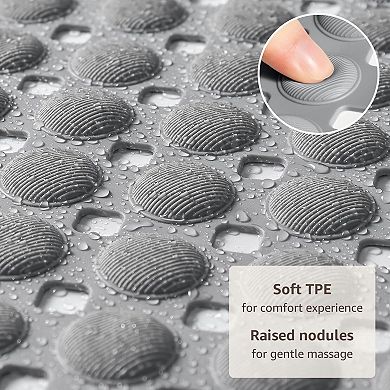 Non Slip Bathtub Shower Mat 198 Suction Cups 360 Drain Holes TPE Machine Washable