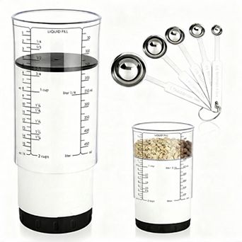 Adjustable measuring cup set for liquids and dry ingredients