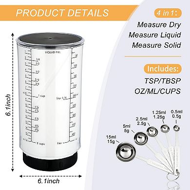 Adjustable measuring cup set for liquids and dry ingredients