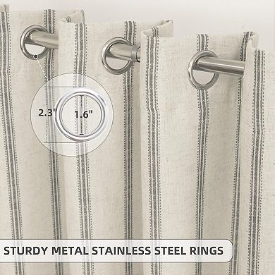 DriftAway Farmhouse Linen Blackout Curtains for Living Room Striped Lined Grommet Rustic Drapes