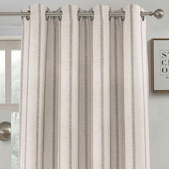DriftAway Farmhouse Linen Blackout Curtains for Living Room Striped Lined Grommet Rustic Drapes