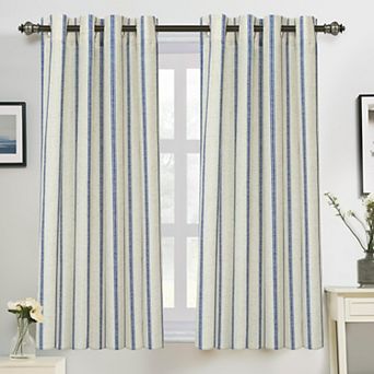DriftAway Farmhouse Linen Blackout Curtains for Living Room Striped Lined Grommet Rustic Drapes