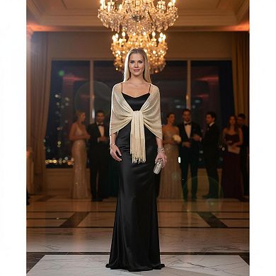 Sparkling Metallic Shawl Wrap for Evening Dresses Wedding Party Formal Events