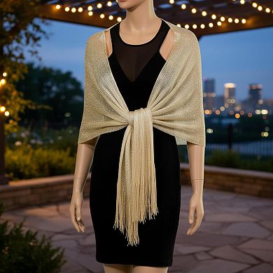 Sparkling Metallic Shawl Wrap for Evening Dresses Wedding Party Formal Events