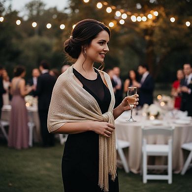 Sparkling Metallic Shawl Wrap for Evening Dresses Wedding Party Formal Events