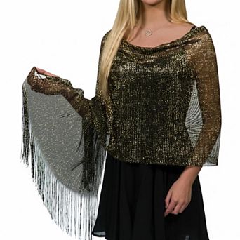 Sparkling Metallic Shawl Wrap for Evening Dresses Wedding Party Formal Events