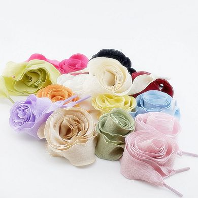 Women's 2 Pairs Rolled Ruffled Shoe Laces Pleated Shoestring 43.3"