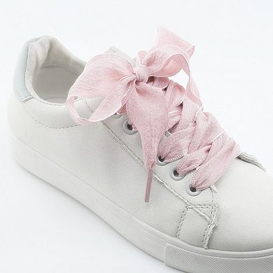Women's 2 Pairs Rolled Ruffled Shoe Laces Pleated Shoestring 43.3"