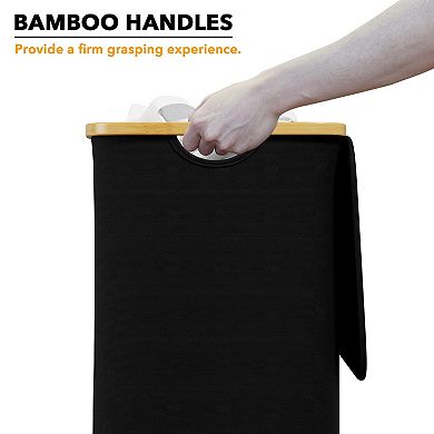 Laundry Hamper With Lid Large Tall Clothes Basket Handles Collapsible For Bedroom Bathroom Dorm Room