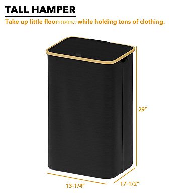 Laundry Hamper With Lid Large Tall Clothes Basket Handles Collapsible For Bedroom Bathroom Dorm Room