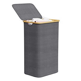 Laundry Hamper With Lid Large Tall Clothes Basket Handles Collapsible For Bedroom Bathroom Dorm Room
