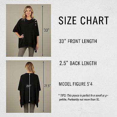 Women's Versatile Knitted Shawl Scarf Poncho Sweater Buttons Lightweight Spring Summer Fall Wraps