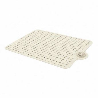 Non Slip Bath Mat Tub Shower with Hair Catcher Detachable TPE Big Drain Holes Ultra Grip 39x17