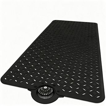 Non Slip Bath Mat Tub Shower with Hair Catcher Detachable TPE Big Drain Holes Ultra Grip 39x17