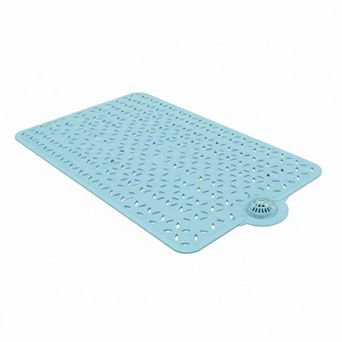 Non Slip Bath Mat Tub Shower with Hair Catcher Detachable TPE Big Drain Holes Ultra Grip 39x17