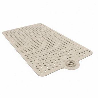 Non Slip Bath Mat Tub Shower with Hair Catcher Detachable TPE Big Drain Holes Ultra Grip 39x17