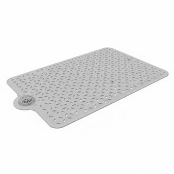 Non Slip Bath Mat Tub Shower with Hair Catcher Detachable TPE Big Drain Holes Ultra Grip 39x17