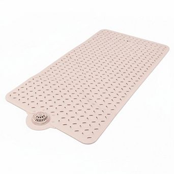 Non Slip Bath Mat Tub Shower with Hair Catcher Detachable TPE Big Drain Holes Ultra Grip 39x17